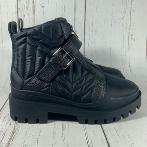 Vionic Janara Womens Quilted Nylon Chunky Heel Ankle Boots Black Size 7.5